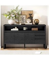 Streamdale Furniture 60" Modern Ash Veneer 3-Door Sideboard