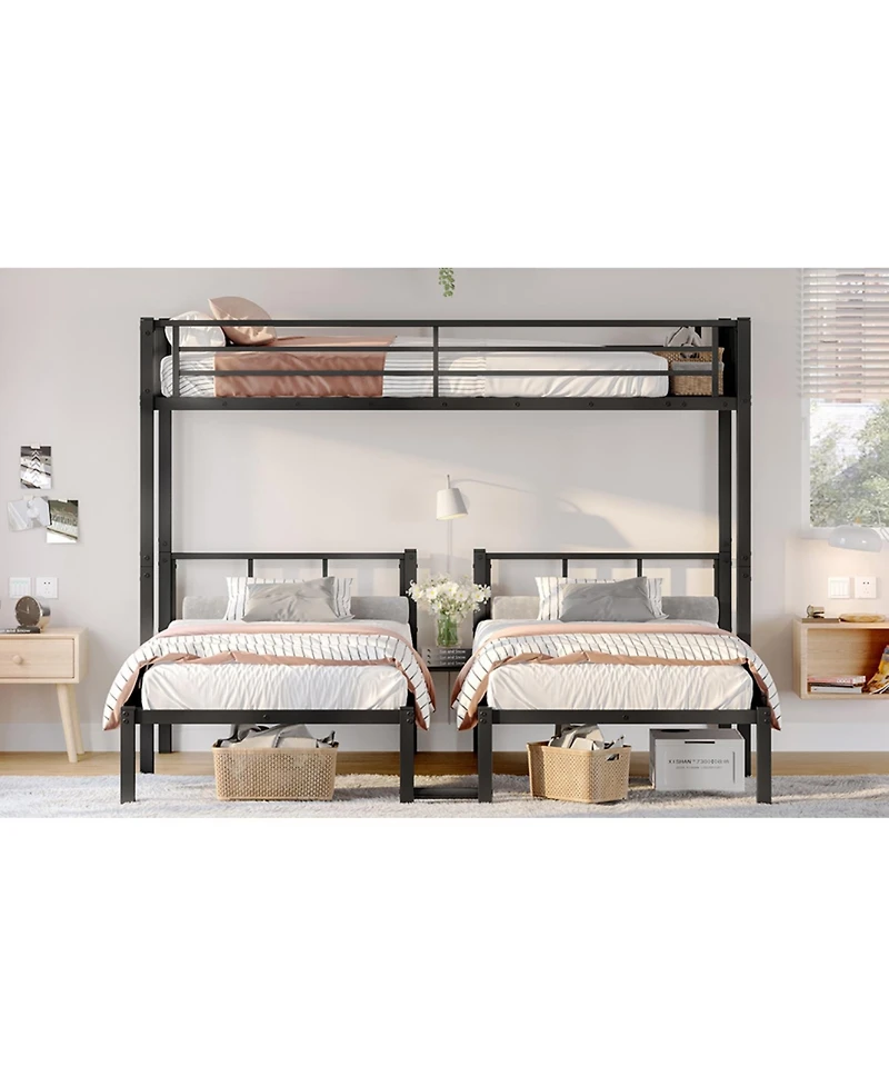 Streamdale Furniture Triple Twin Bunk Bed - Black