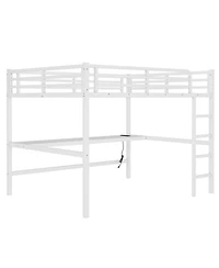 Streamdale Furniture Queen Size Loft Bed with Power & Led - White