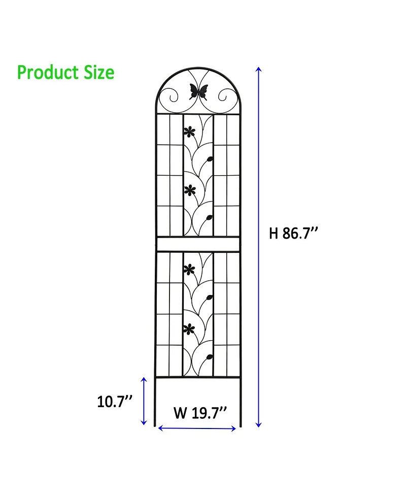 Streamdale Furniture Furniture 2 Pack Metal Garden Trellis 86.7" Black
