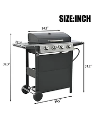 Streamdale Furniture Propane 4-Burner Bbq Grill Stainless Steel 34 000 Btu