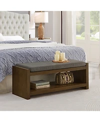 Streamdale Furniture 47" Accent Bench with Shoe Rack Padded Seat Removable Cushion - Granite