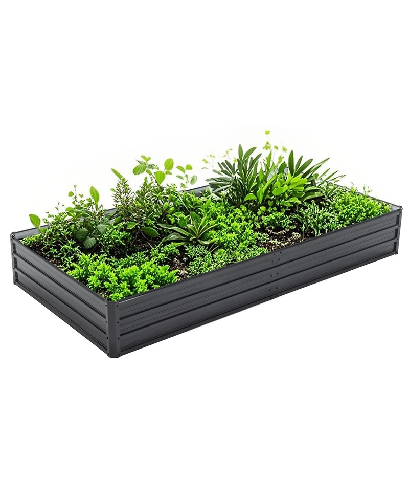 Streamdale Furniture Galvanized Raised Garden Bed - 8x4x1 ft