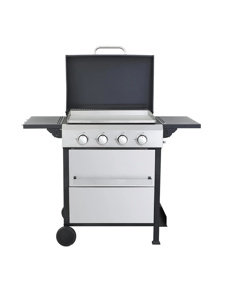 Streamdale Furniture 4-Burner Propane Bbq Grill Ss Plancha Foldable Side Table