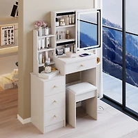 Streamdale Furniture Led Mirror Vanity Table with Stool & Power