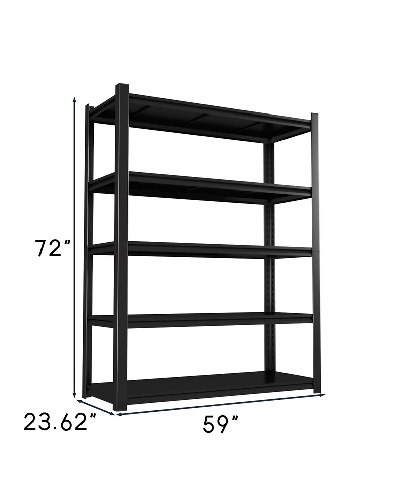 Streamdale Furniture 59" Wide Black Metal Shelves w/ Dividers