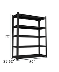 Streamdale Furniture 59" Wide Black Metal Shelves w/ Dividers