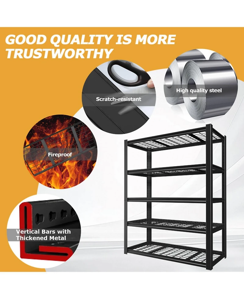 Streamdale Furniture 59" Metal Garage Storage Rack - Heavy Duty Adjustable Shelving