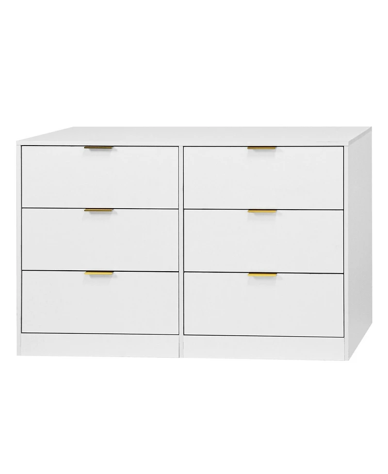 Streamdale Furniture Simply Modern 6-Drawer Dresser - White