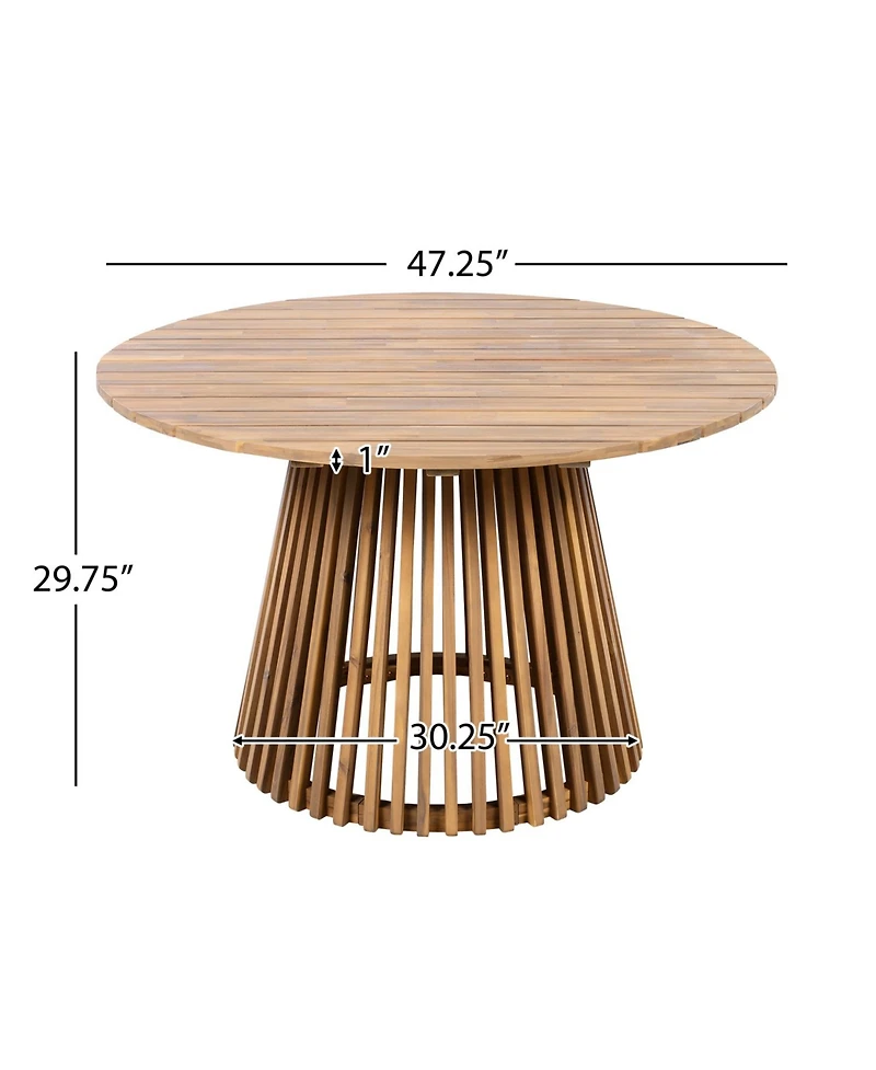 Streamdale Furniture Acacia Wood Round Patio Dining Table - Light Teak