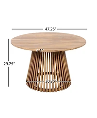 Streamdale Furniture Acacia Wood Round Patio Dining Table - Light Teak