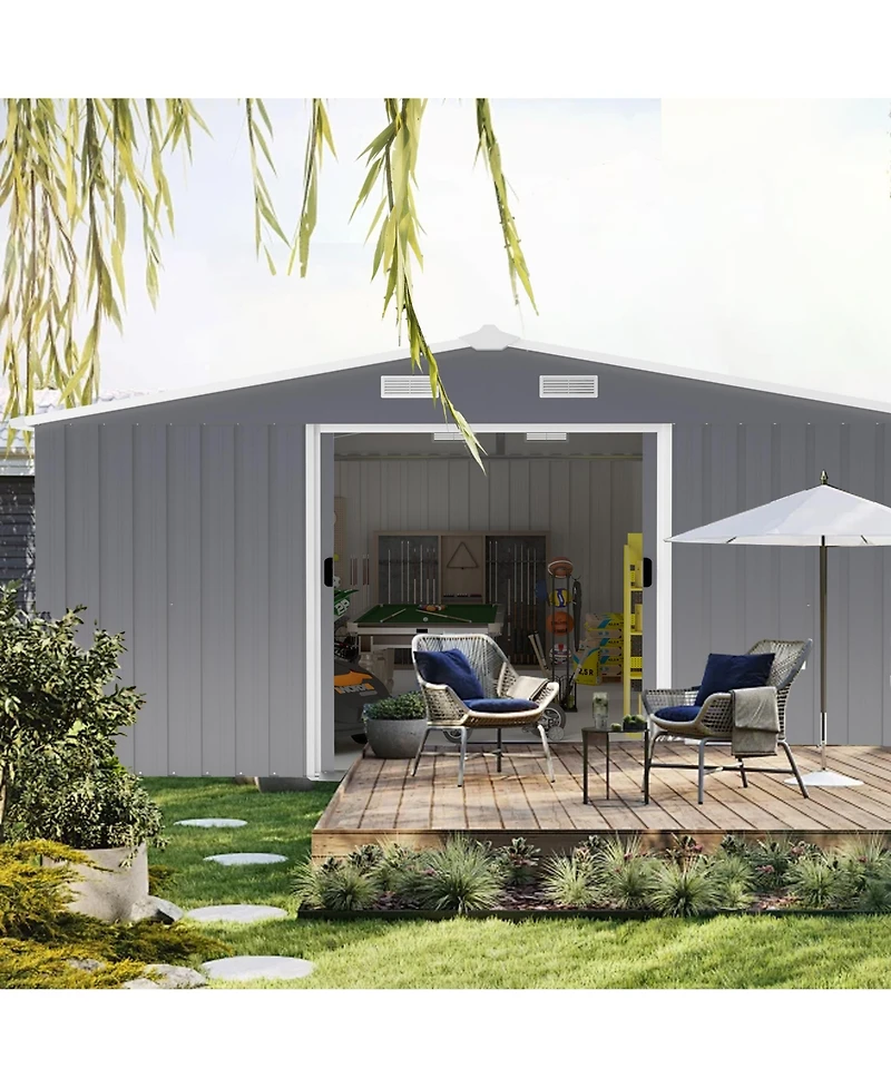 Streamdale Furniture Campcraft 10x12ft Steel Storage Shed w/ Windows - 2 Colors