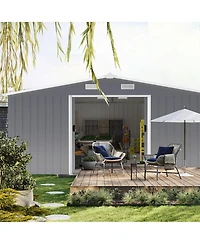 Streamdale Furniture Campcraft 10x12ft Steel Storage Shed w/ Windows - 2 Colors