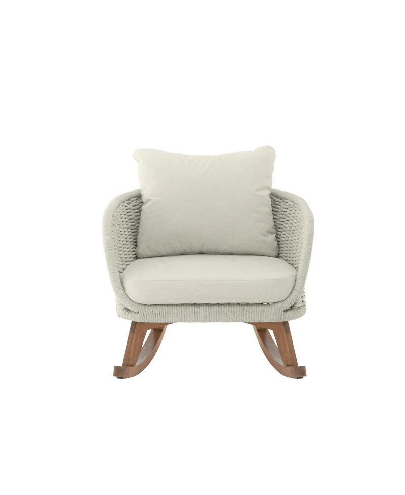 Streamdale Beige Wicker Rocking Chair with Cushions - Indoor/Outdoor