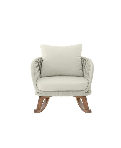 Streamdale Beige Wicker Rocking Chair with Cushions - Indoor/Outdoor