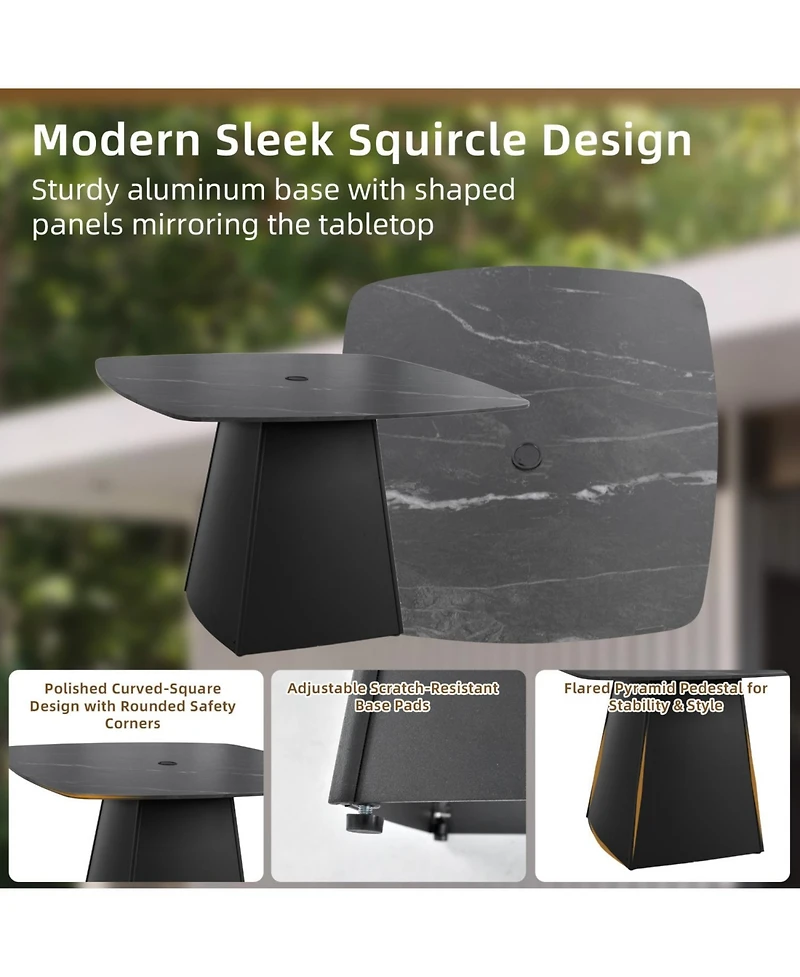 Streamdale Furniture 44" Black Sintered Stone Outdoor Dining Table