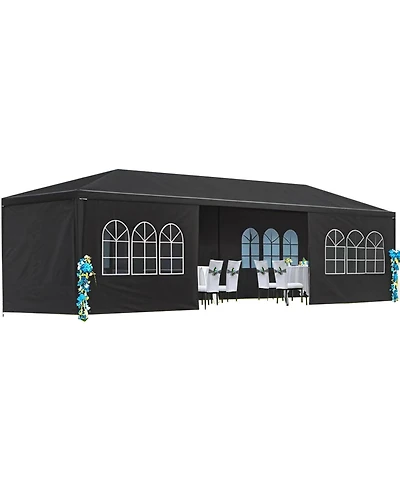 Streamdale 10x30' Wedding Party Canopy Tent with 8 Sidewalls - Black
