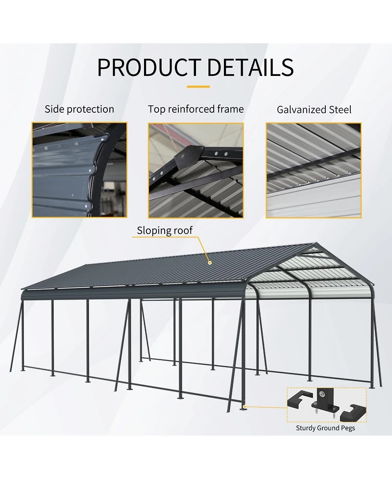 Streamdale Furniture 13x26.5 Ft Heavy Duty Galvanized Steel Carport Canopy Garage