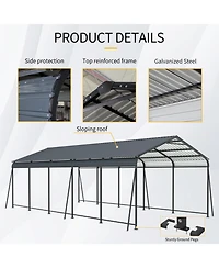 Streamdale Furniture 13x26.5 Ft Heavy Duty Galvanized Steel Carport Canopy Garage