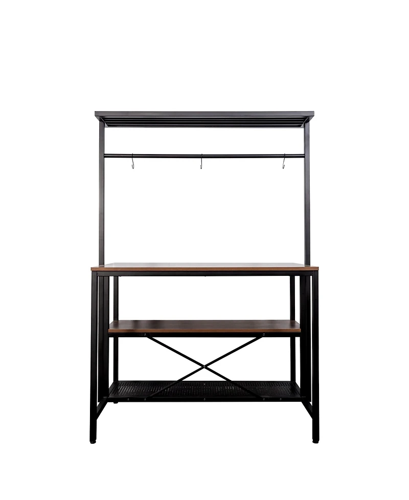 Streamdale Furniture Kitchen Island Baker's Rack Microwave Stand with Storage & 3 Hooks