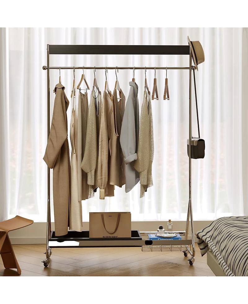 Streamdale Furniture Leon Black Clothes & Hat Rack - Retro Bedroom Storage