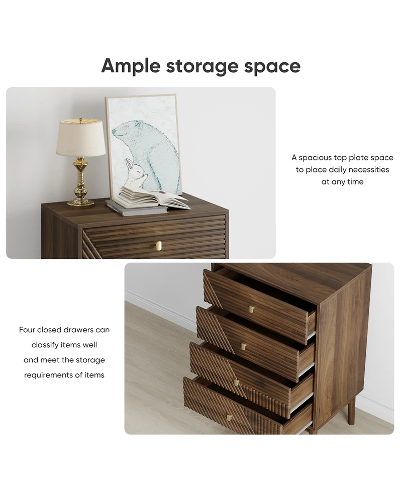 Streamdale Furniture Modern 4-Drawer Dresser - Walnut