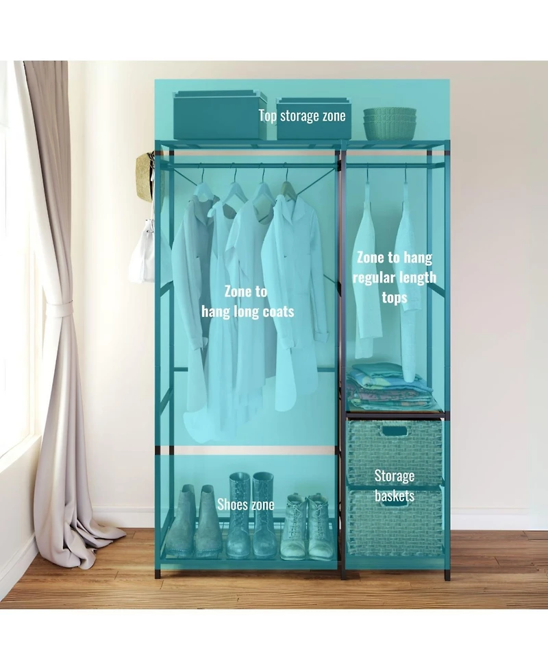 Streamdale Furniture Acacia Wood Garment Rack w/ Shelves, Drawers & Hooks