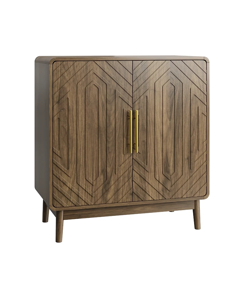 Streamdale Furniture Carved 2-Door Sideboard Buffet Cabinet with Adjustable Shelves