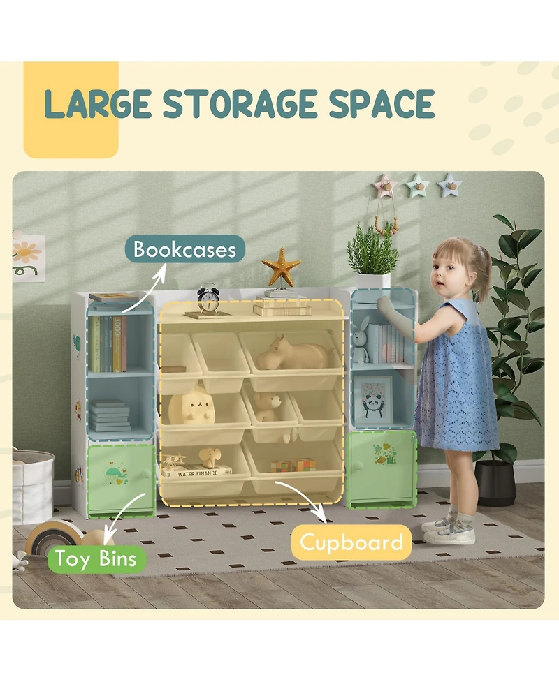 Qaba Kids Toy Storage Organizer with 8 Removable Storage Bins,