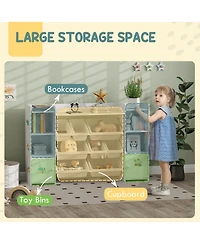 Qaba Kids Toy Storage Organizer with 8 Removable Storage Bins,