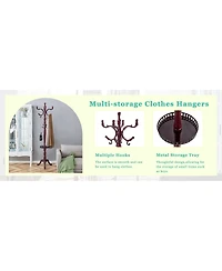 Streamdale Furniture Walnut Wood Coat Rack w/ Key Tray (Crabapple Option)