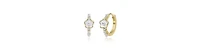 GiGiGirl 14K Gold Plated with White Enamel Pearl & Clear Cubic Zirconia Flower Design Hoop Earrings