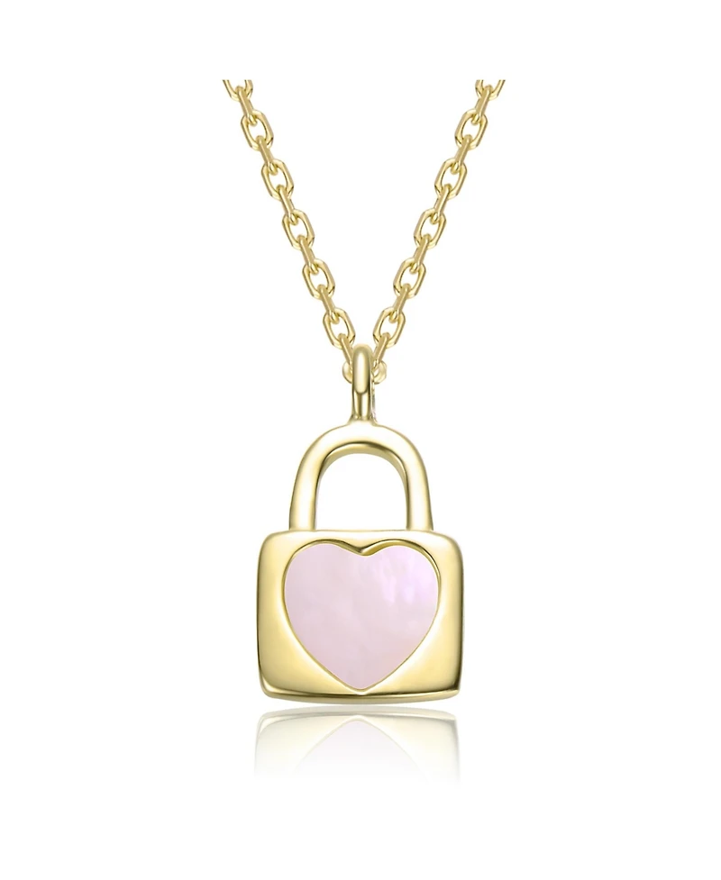 GiGiGirl 14K Gold Plated with Soft Pink or Enamel Heart-Shaped Lock Pendant Necklace For Kids
