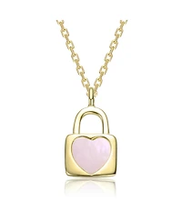 GiGiGirl 14K Gold Plated with Soft Pink or Enamel Heart-Shaped Lock Pendant Necklace For Kids