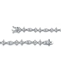Genevive Sterling Silver White Gold Plated with Clear Cubic Zirconia Symmetrical Design Statement Bracelet