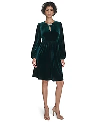 Jessica Howard Petite Balloon Sleeve Jewel Neck Dress