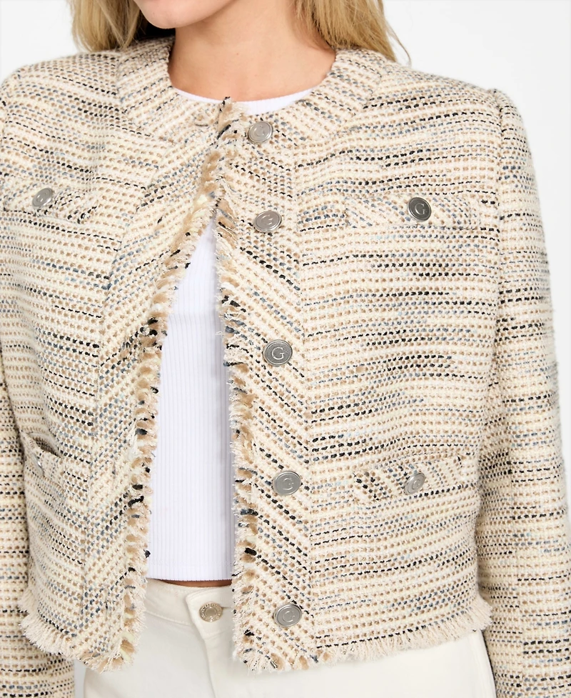 Guess Women's Long Sleeves Tweed Jacket