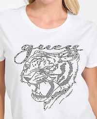 Guess Women's Tiger Face Easy Short Sleeves T-Shirt