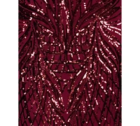 B&A By Betsy and Adam Petite Halter Neck Sequin Dress