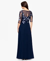Betsy & Adam Petite A-Line Embroidered Dress