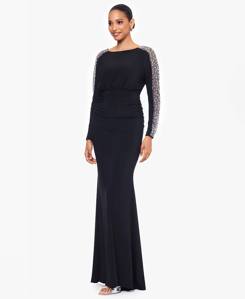 Betsy & Adam Petite Beaded Scoop Neck Dress