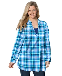 Woman Within Plus Flannel Tunic With Layered Look