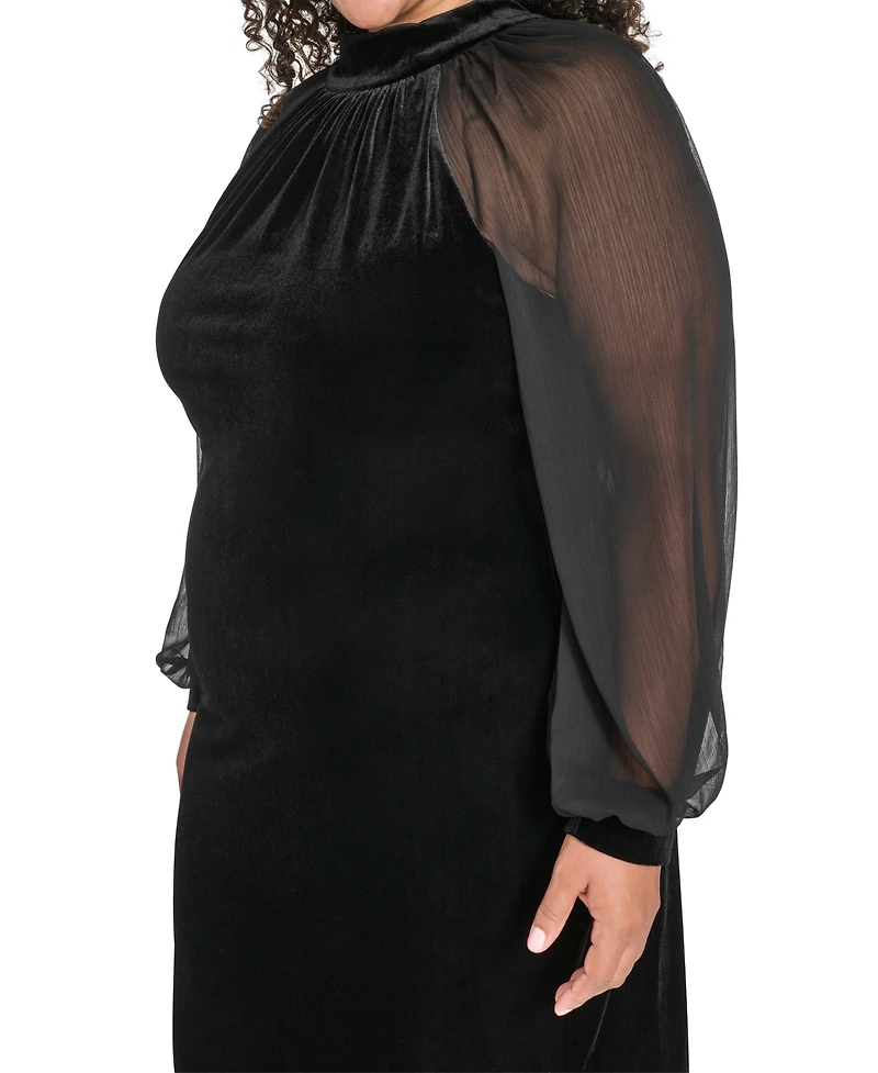 Calvin Klein Plus Size Mock Neck Long Dress