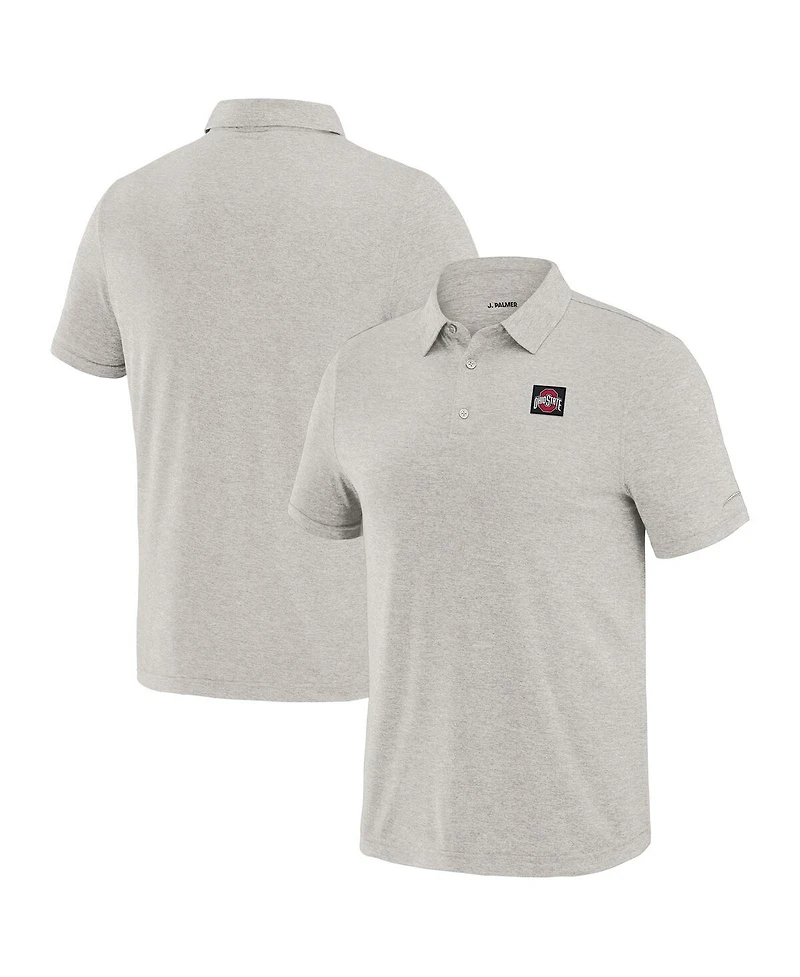 J. Palmer Men's White Ohio State Buckeyes Four Down Polo Shirt