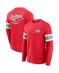 Darius Rucker Collection by Fanatics Men's Scarlet Ohio State Buckeyes Waffle-Knit Raglan Long Sleeve Henley T-Shirt