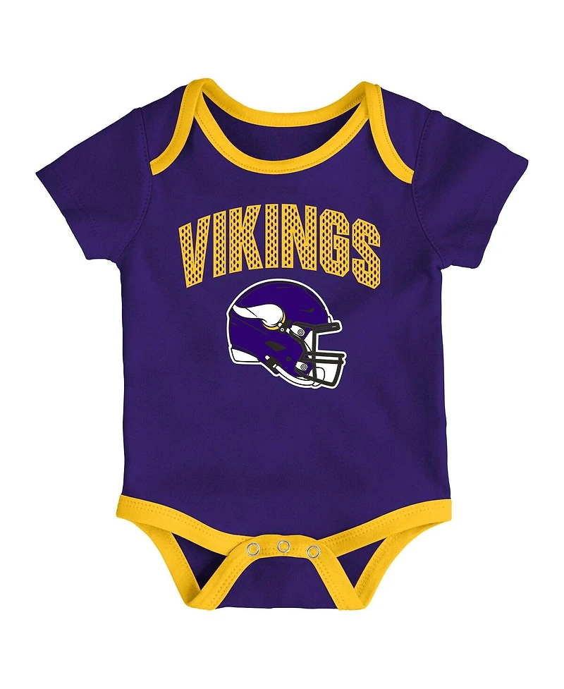 Outerstuff Infant 3-Piece Minnesota Vikings All Day Play Bodysuit Set