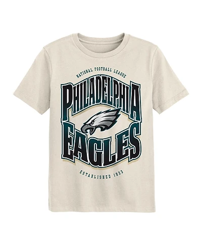Outerstuff Big Boys and Girls Cream Philadelphia Eagles Huddle T-Shirt