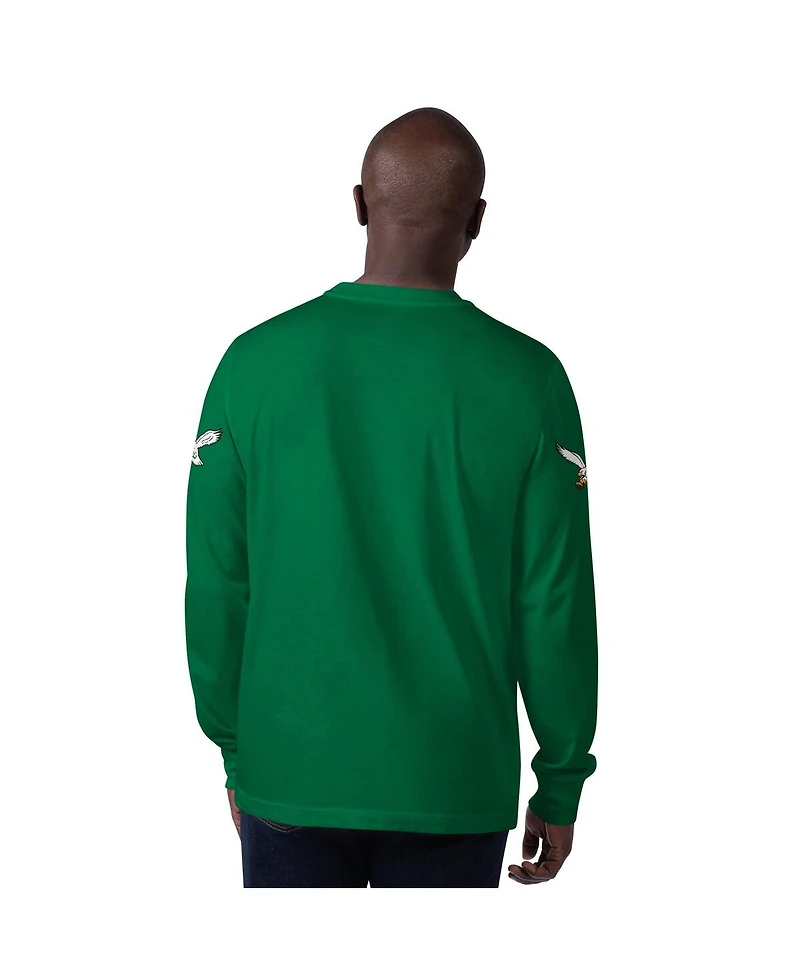 Starter Men's Kelly Green Philadelphia Eagles Extreme Clutch Hit Vintage Logo Long Sleeve T-Shirt