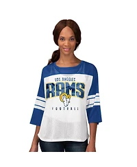 G-iii 4Her by Carl Banks Women's Royal Los Angeles Rams First Team 3/4-Sleeve Mesh T-Shirt