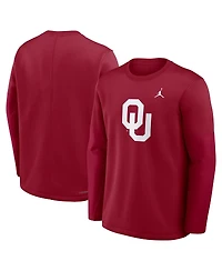 Jordan Men's Crimson Oklahoma Sooners 2025 Sideline Coach Performance Long Sleeve T-Shirt